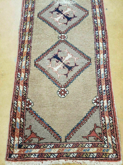 Persian Sarab Runner Rug 2x11 Antique Tribal Hand Made Camel Hair