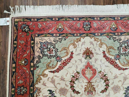 Turkish Rug Handmade Vintage Floral Oriental Wool 40 By 57 Inches