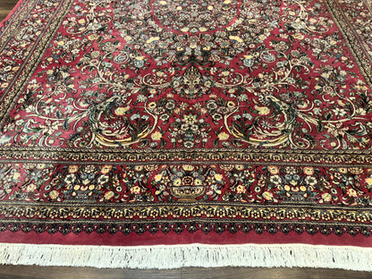 Sino Persian Rug 9x12 Hand Knotted Wool Floral Allover Rose Red 290 KPSI