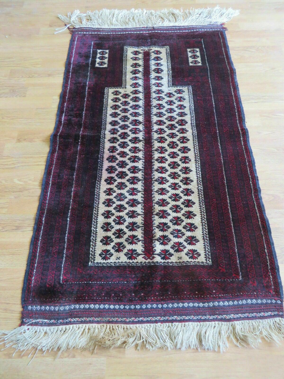 Balouch Turkoman Prayer Silk Wool Rug Handmade 3x5 Fine Knotted