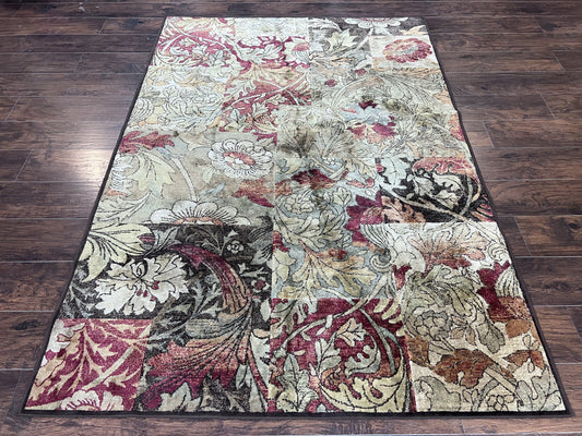Modern Abstract Area Rug 5x7 Floral Design Multicolor Contemporary Carpet
