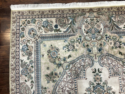 Handmade Persian Rug Wool Vintage Floral Medallion Oriental Carpet 8 By 10.6