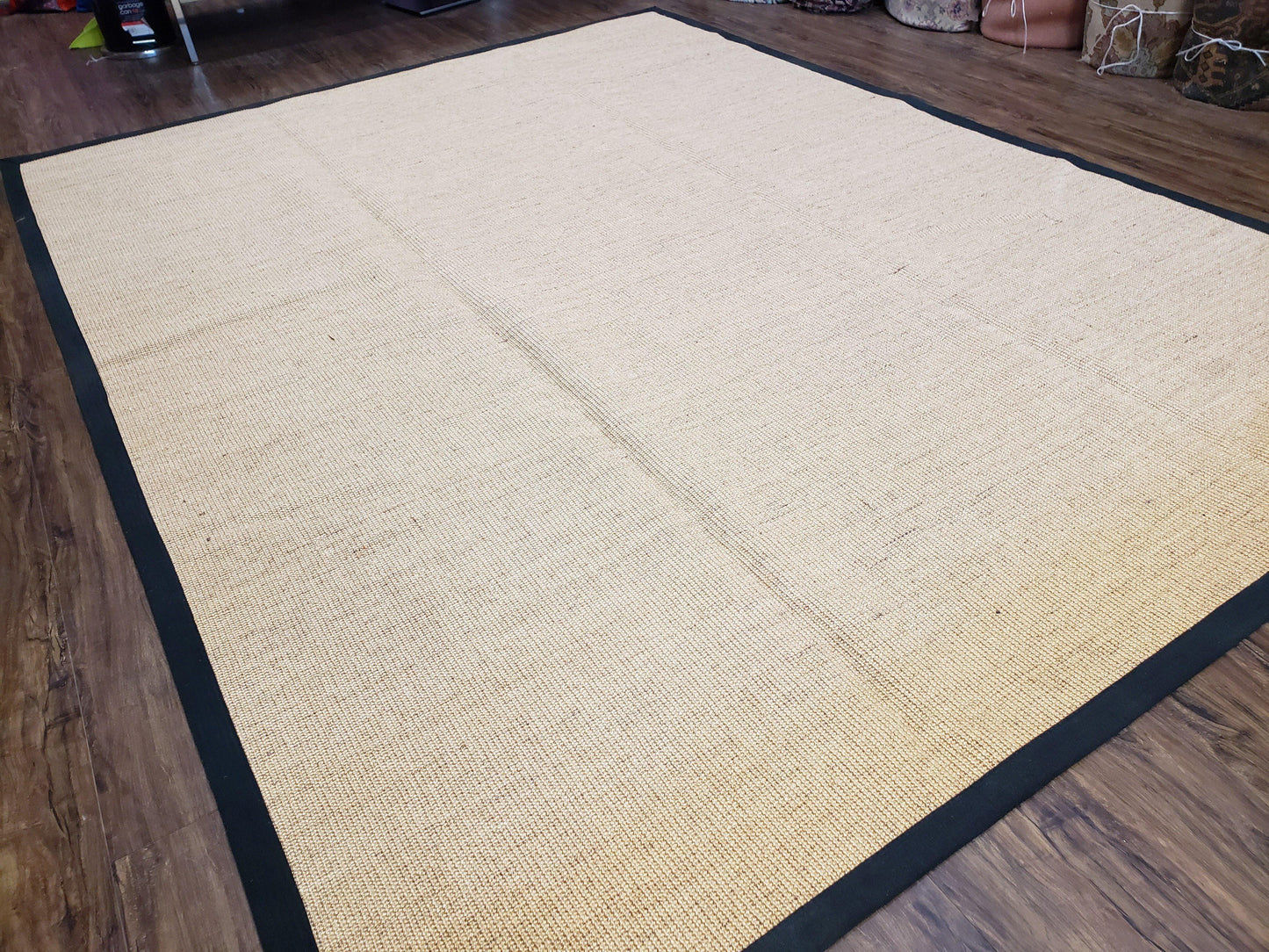 Jute Rug 8x10 Natural Fiber Area Rug With Black Border Farmhouse Style