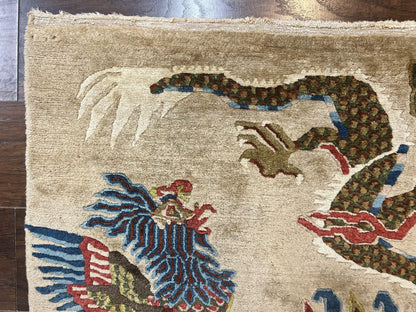 Peking Rug Handmade Wool Antique Chinese Oriental Carpet With Dragon Motifs