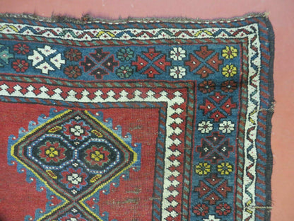 Antique 1920s Caucasian Karabagh Rug Ganjeh Talesh Wool Hand Woven 3 By 6 Feet