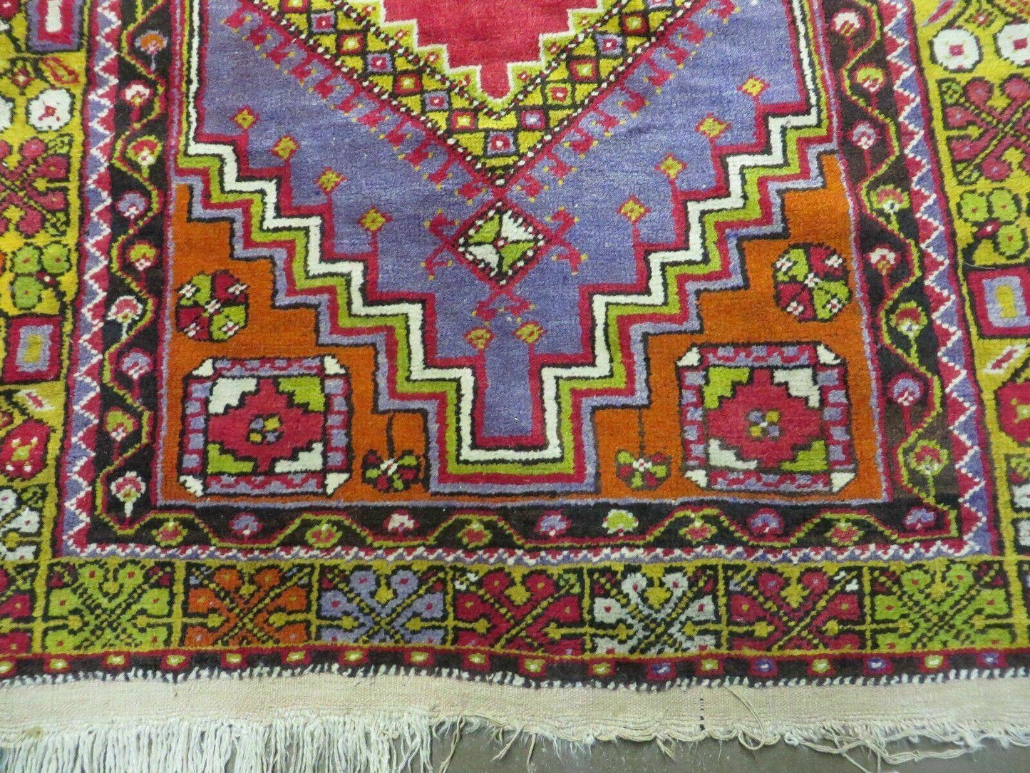 Antique Turkish Oushak Wool Rug Hand Made Open Field Medallion 3 Ft 9 In By 6 Ft 8 In