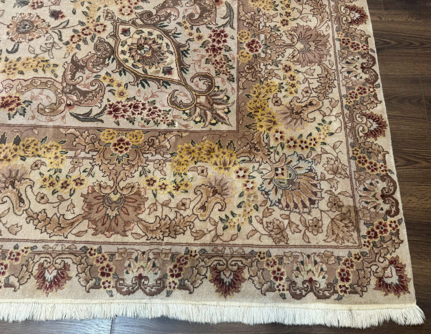 Sino Persian Rug 8x12 Wool Silk Hand Knotted Vintage Carpet