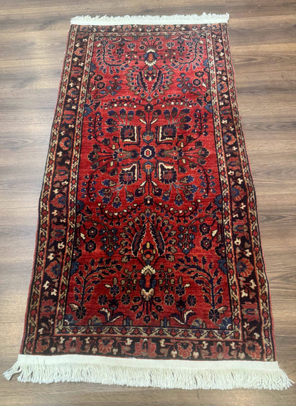 Persian Sarouk Rug Small Red Floral Antique 2 Ft 7 In By 4 Ft 9 In