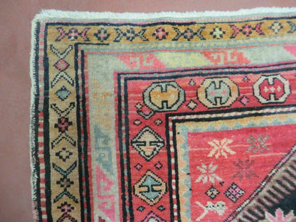 Antique Karabagh Caucasian Rug Handmade Wool 56x105 With Organic Dyes