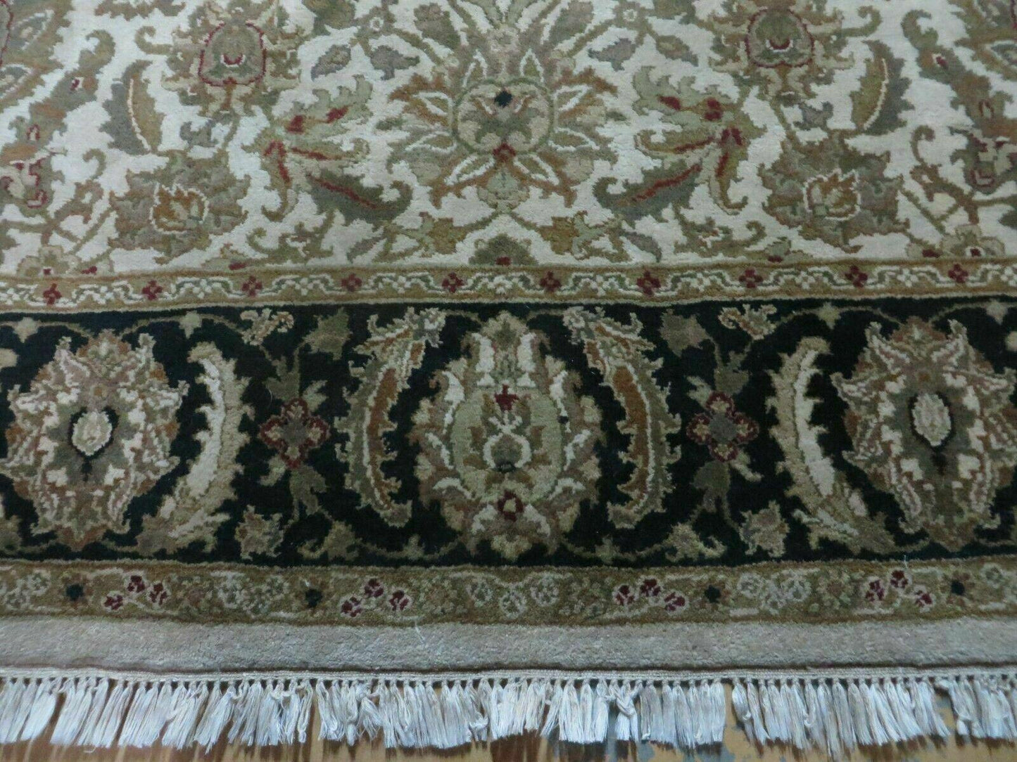 Vintage Handmade Rug Jaipur India Floral Oriental Design Tea Wash 6x9 Feet Hand Tufted