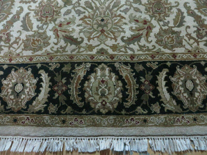 Vintage Handmade Rug Jaipur India Floral Oriental Design Tea Wash 6x9 Feet Hand Tufted