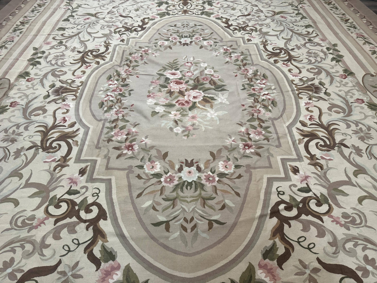 Aubusson Rug Palace Sized 13 X 20 Flatweave Oversized European Design