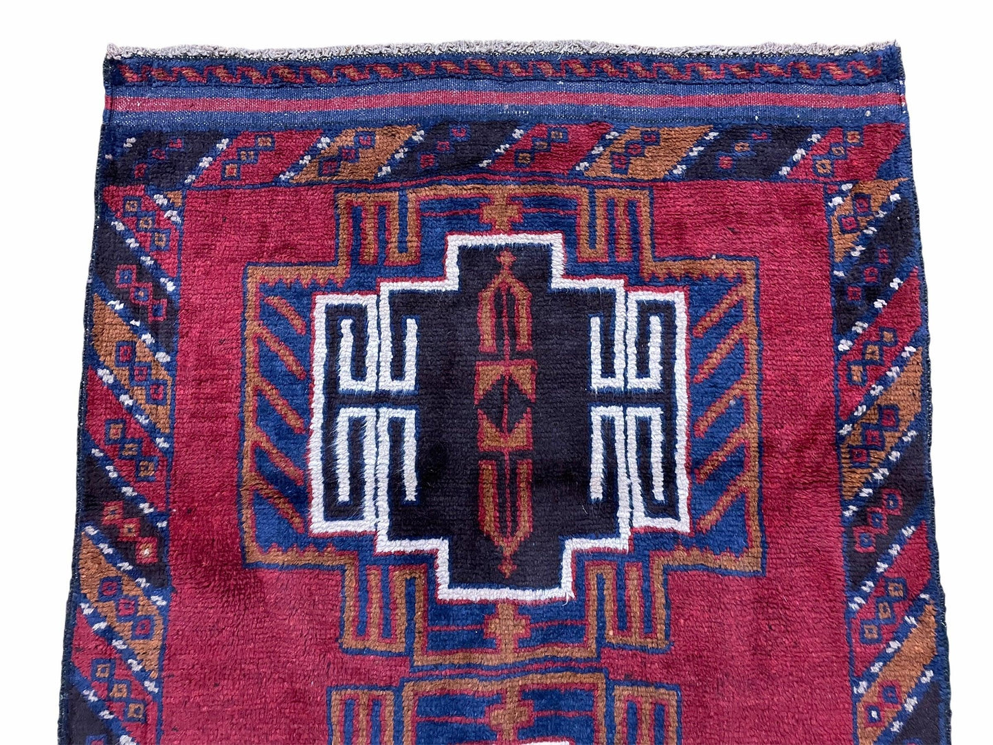 Vintage Handmade Balouchi Rug Wool Tribal Afghan Area Rug Red Beige