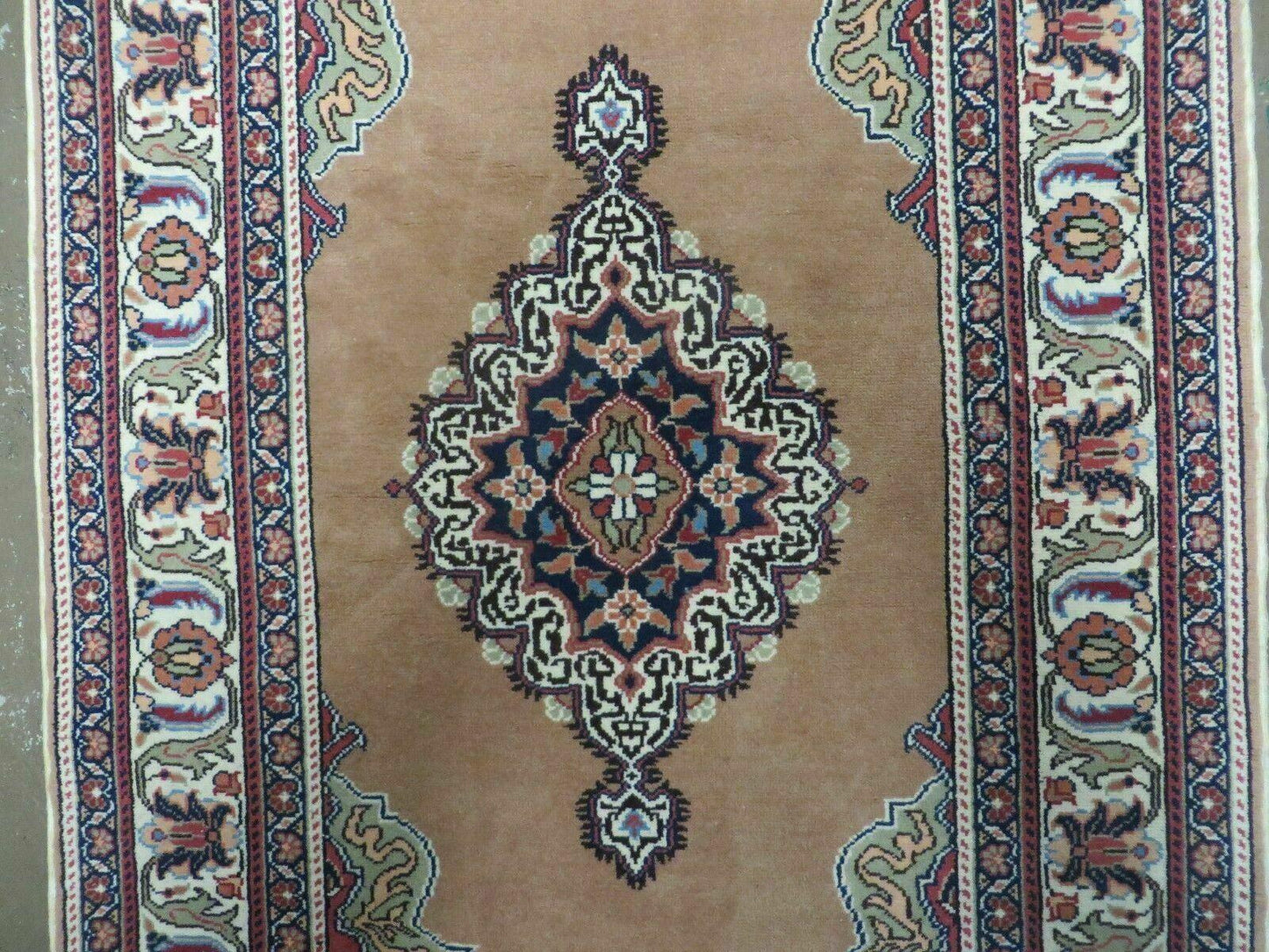 Turkish Kayseri Wool And Cotton Rug Hand Made Vintage 34x51 Floral Medallion