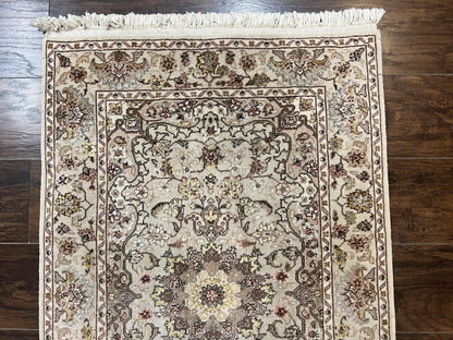 Hand Knotted Persian Rug 2.5 x 4 Vintage Wool Floral Medallion Oriental Carpet