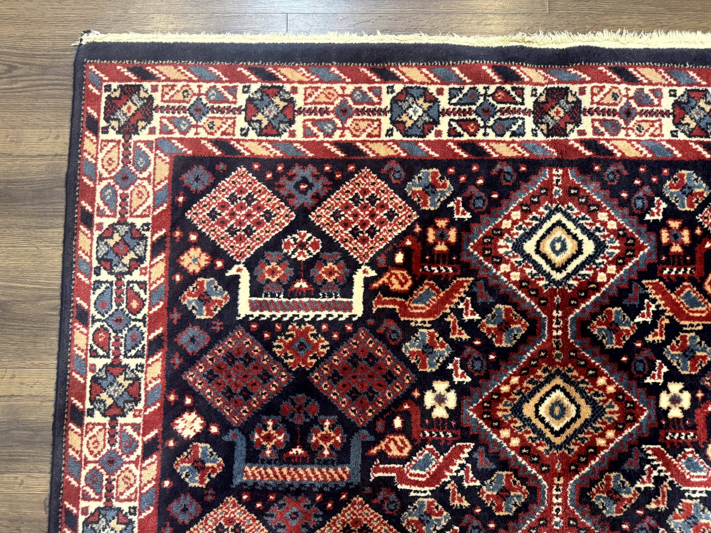 Karastan Rug 5x8, Yuruk Collection #530, Geometric Tribal Wool Pile Vintage Carpet