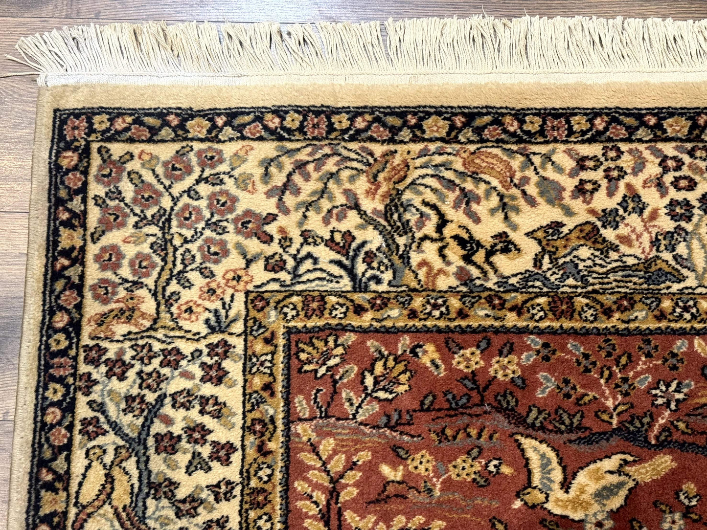 Persian Wool Rug 4x6, Tree of Life Animal Pictorials, Vintage, Power Loomed Ardakan Rug