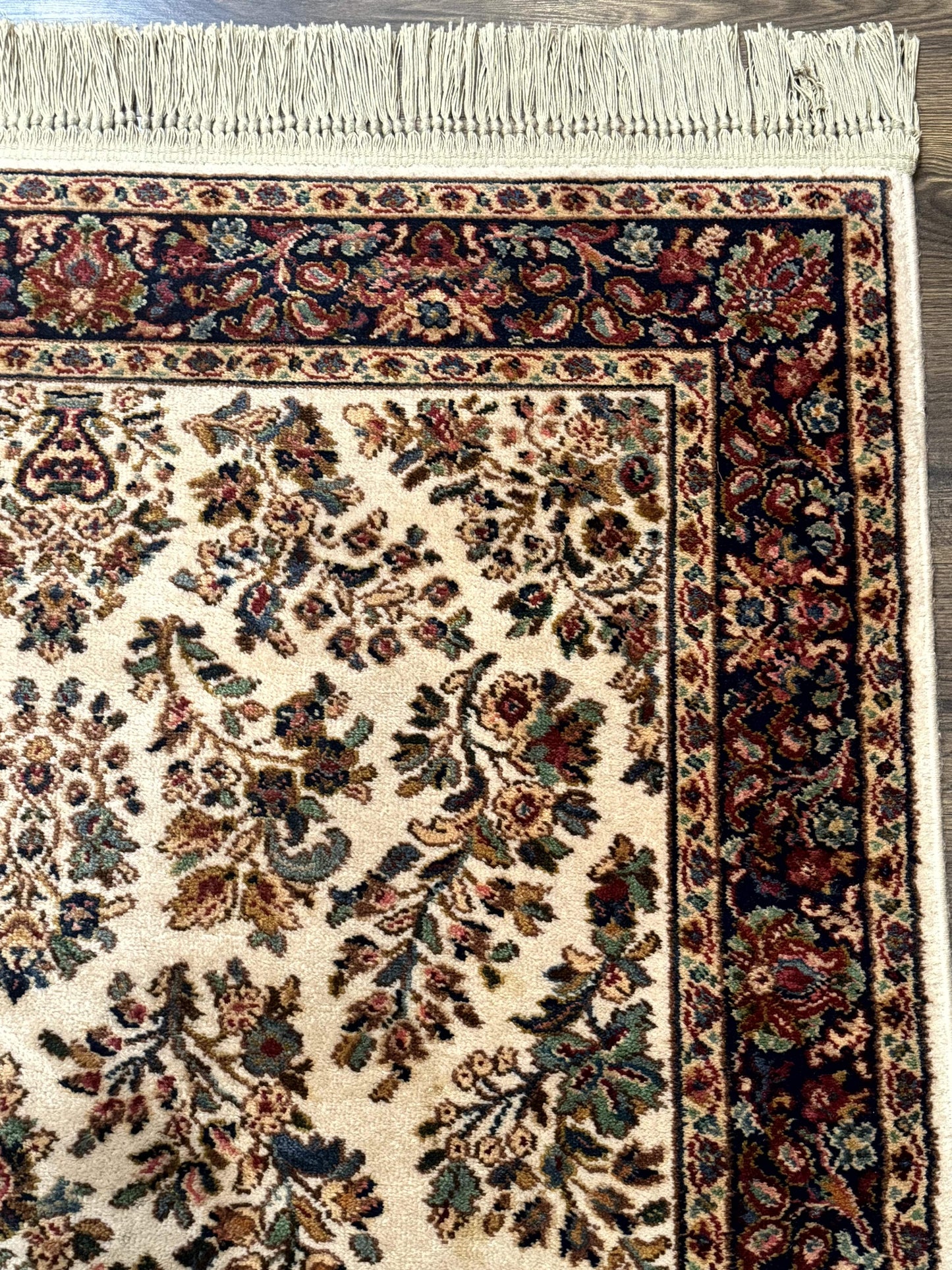 Karastan Ivory Sarouk Wool Rug 4x6 Vintage Original 700 Series