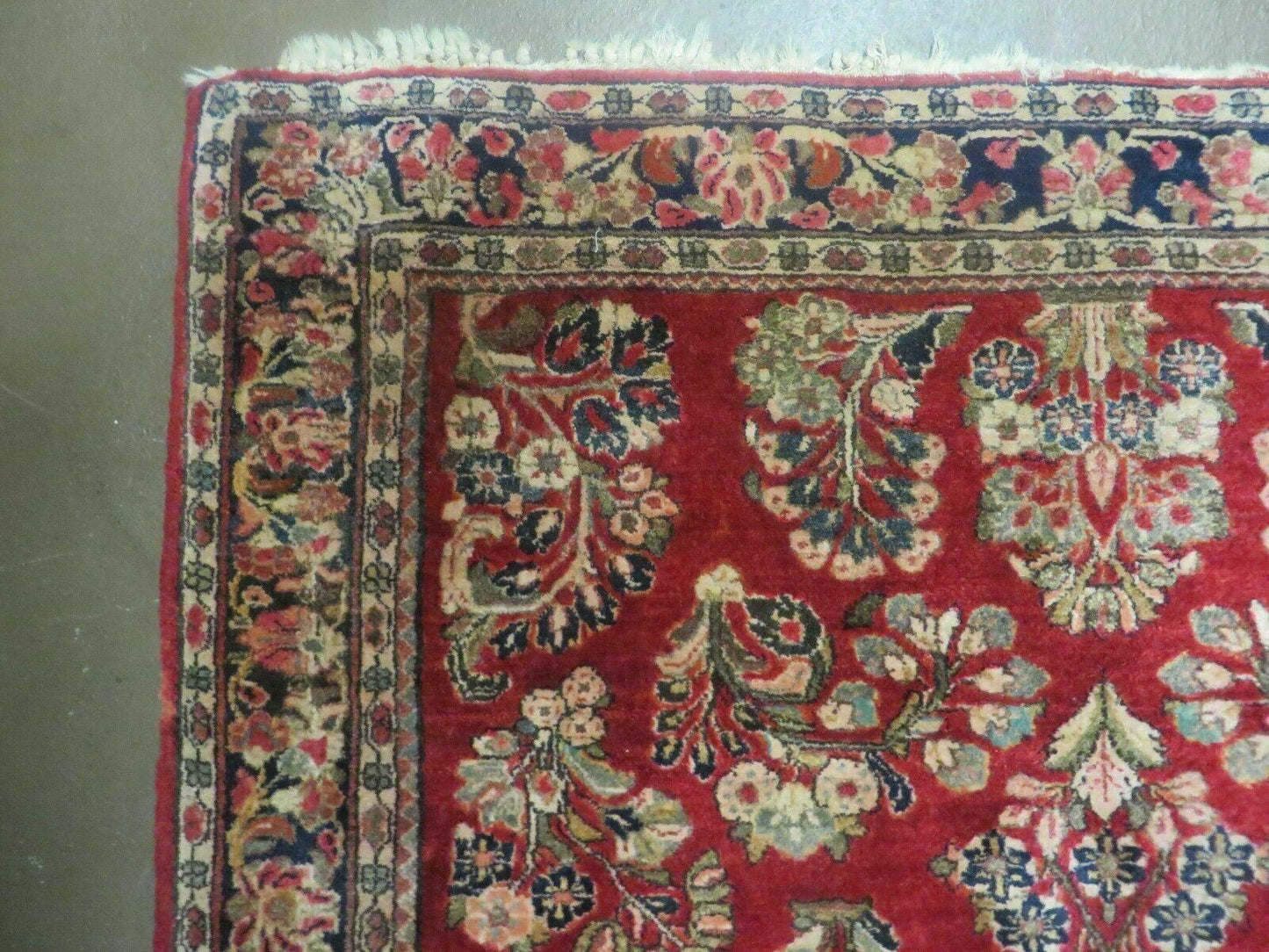 Red Persian Sarouk Rug 3x5, Antique Persian Carpet 1920s, Hand Knotted, Floral, Wool, Oriental Rug, Handmade Rug