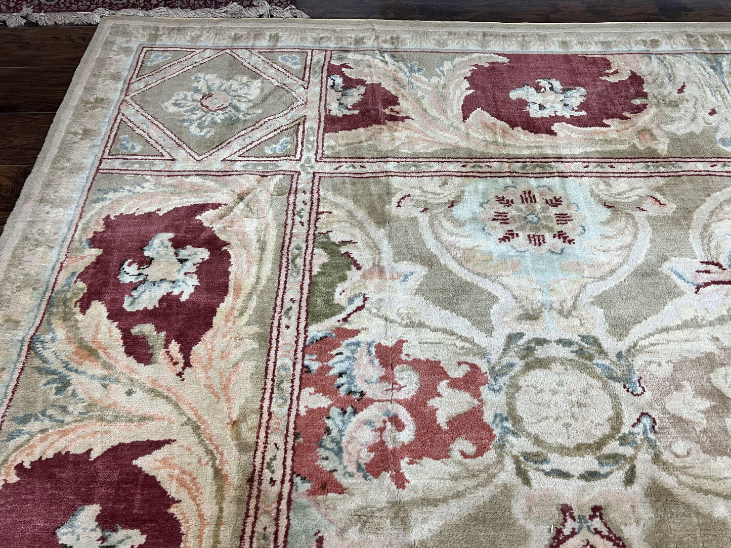 Large Egyptian Oushak Rug 12x21, Wool Handmade Vintage Carpet, Allover Pattern, Oversized 12 x 21 ft Traditional Rug