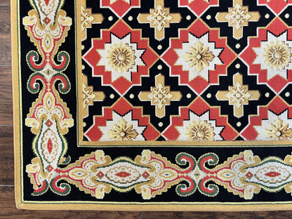 Runner Rug 4x19 Wool Panel Design Hallway Carpet Vintage European Style