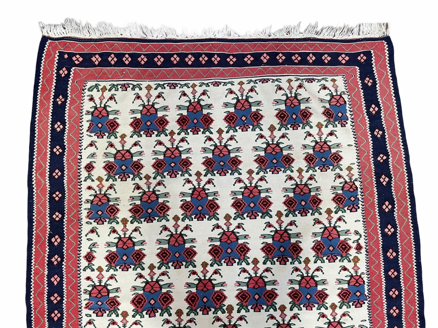 Vintage Kurdish Kilim Rug 3x5 Handwoven Heirloom Flatweave Collectible Beige