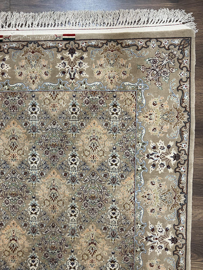 Persian Isfahan Rug 3x5 Hand Knotted Kork Wool On Silk Foundation Taupe Floral
