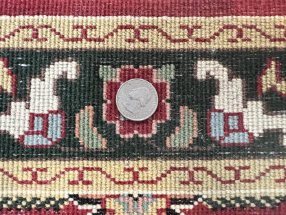 Indo Persian Runner Rug 2.6 X 10 Floral Hand Knotted Wool Hallway Red
