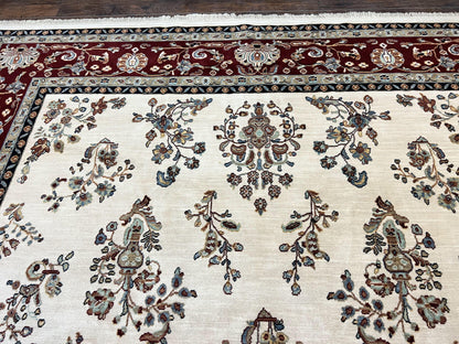 Karastan Wool Rug Ivory Floral Sarouk 8.6x11.6 Traditional Area Rug