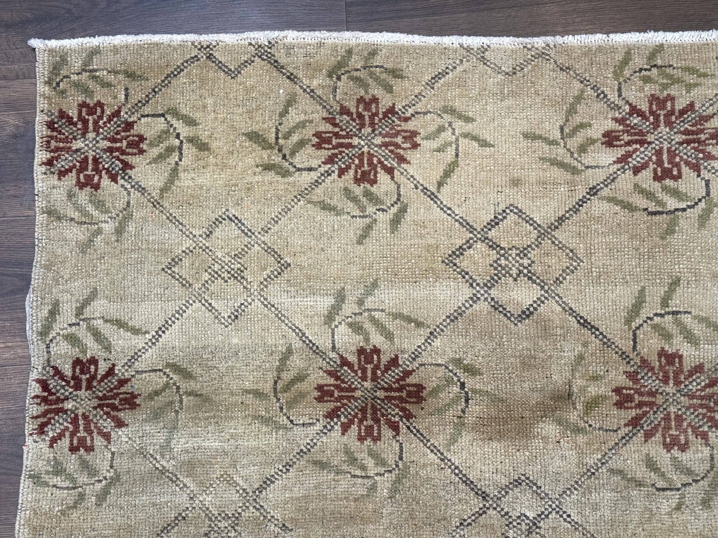 Turkish Rug 5x6 Oushak Carpet Beige Hand Knotted Wool Area Rug