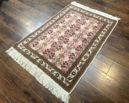 Turkish Sivas Rug 3x4, Pink, Handmade, Wool, Vintage