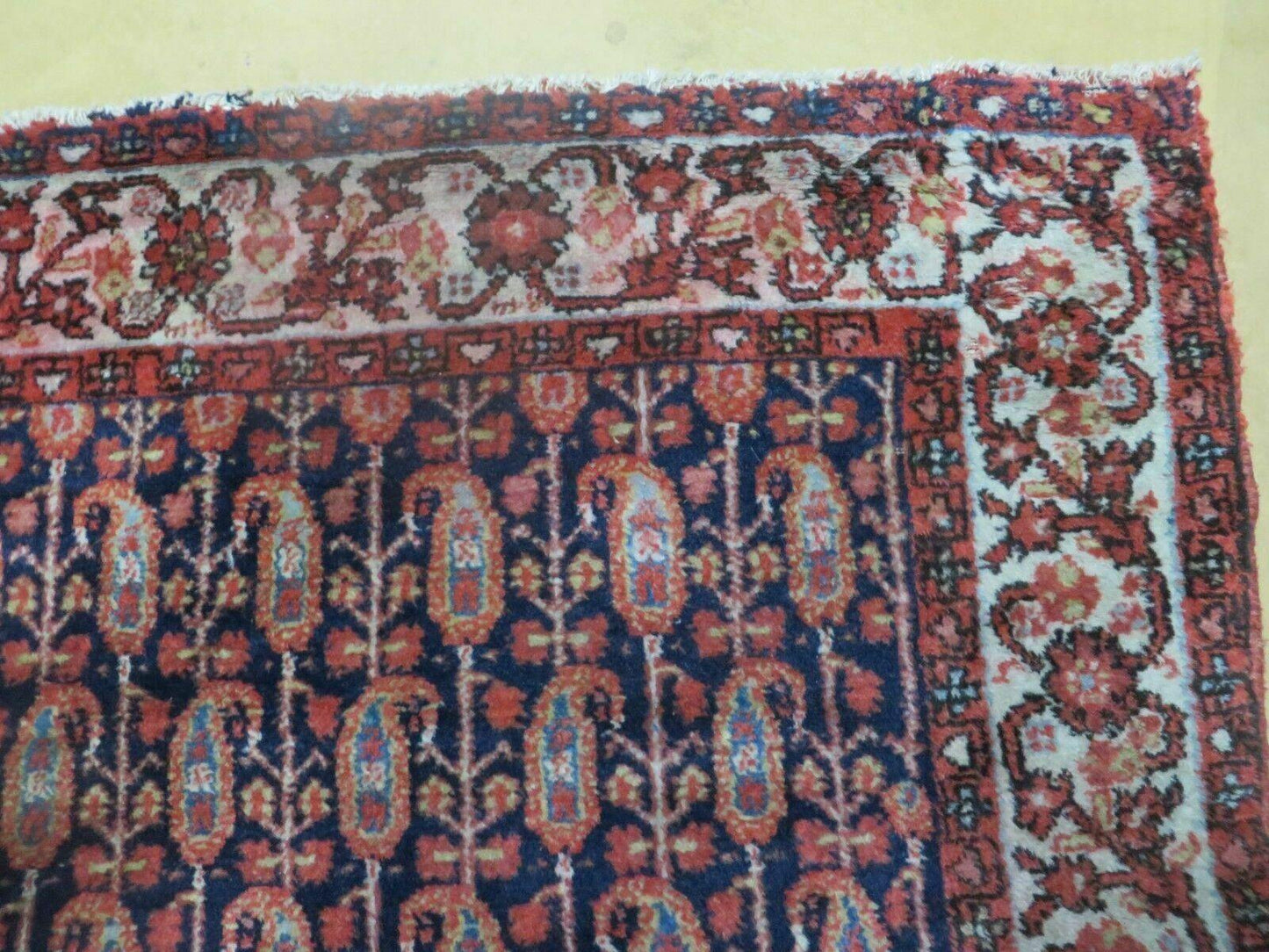 Antique Turkish Sivas Wool Rug Handwoven 4x6 Vegetable Dye Blue