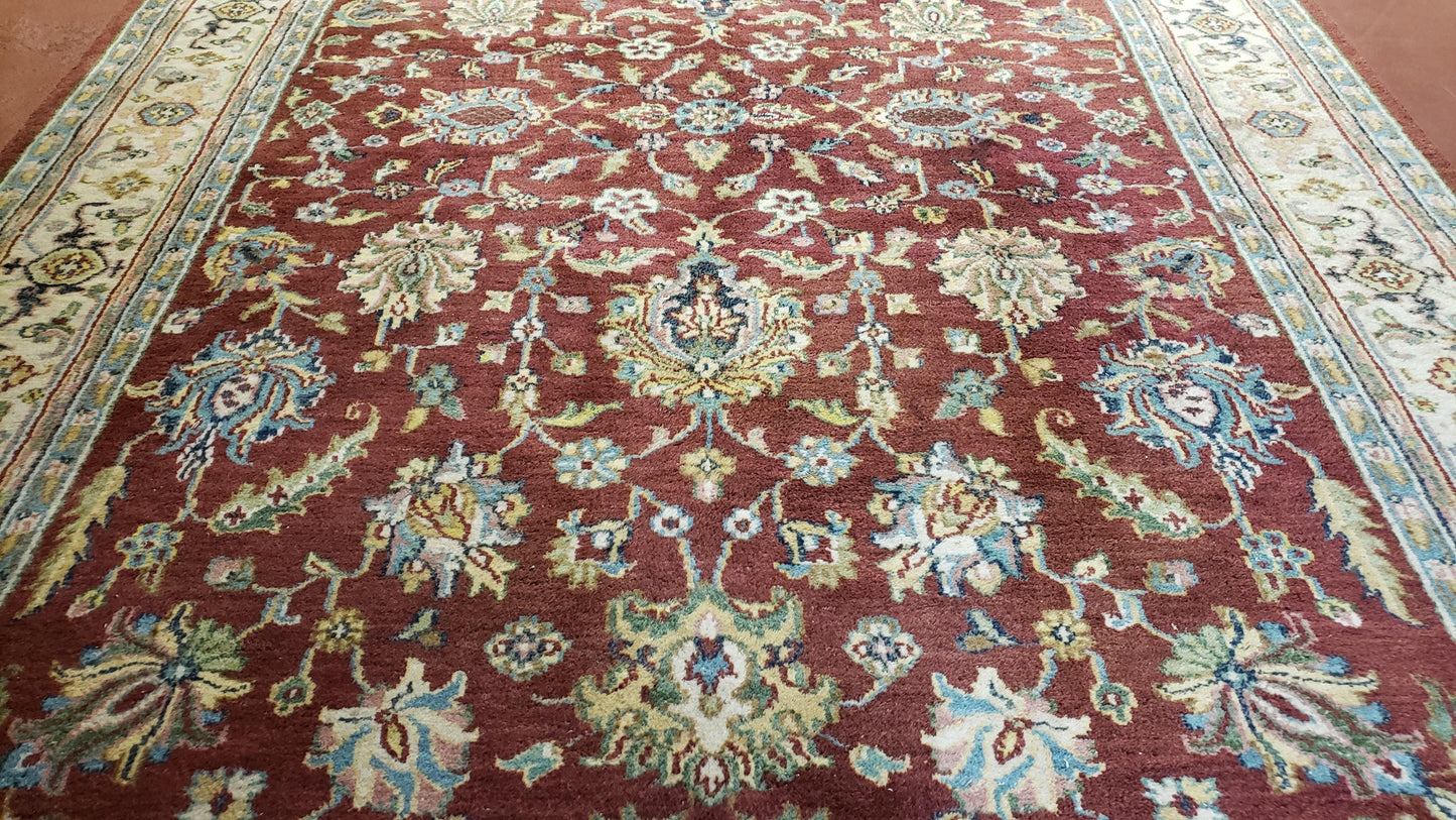 Indo Mahal Rug 8x12 Floral Allover Wool Vintage Handmade Carpet