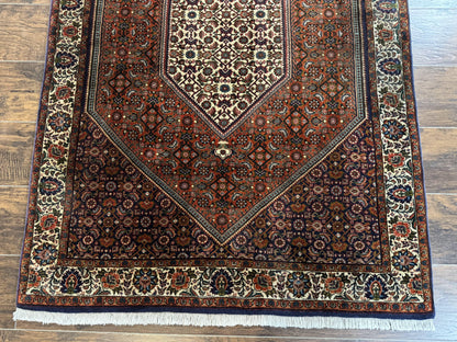 Persian Bidjar Rug 4x5 Hand Knotted Wool Herati Pattern Fine 290 KPSI