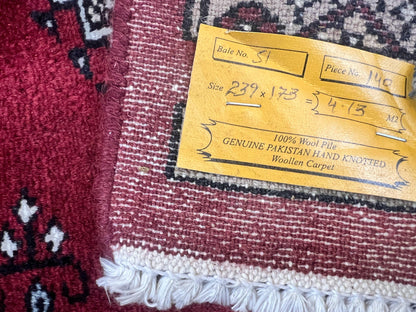 Pakistani Bokhara Rug 6x8 Handmade Wool Turkmen Carpet Vintage Red