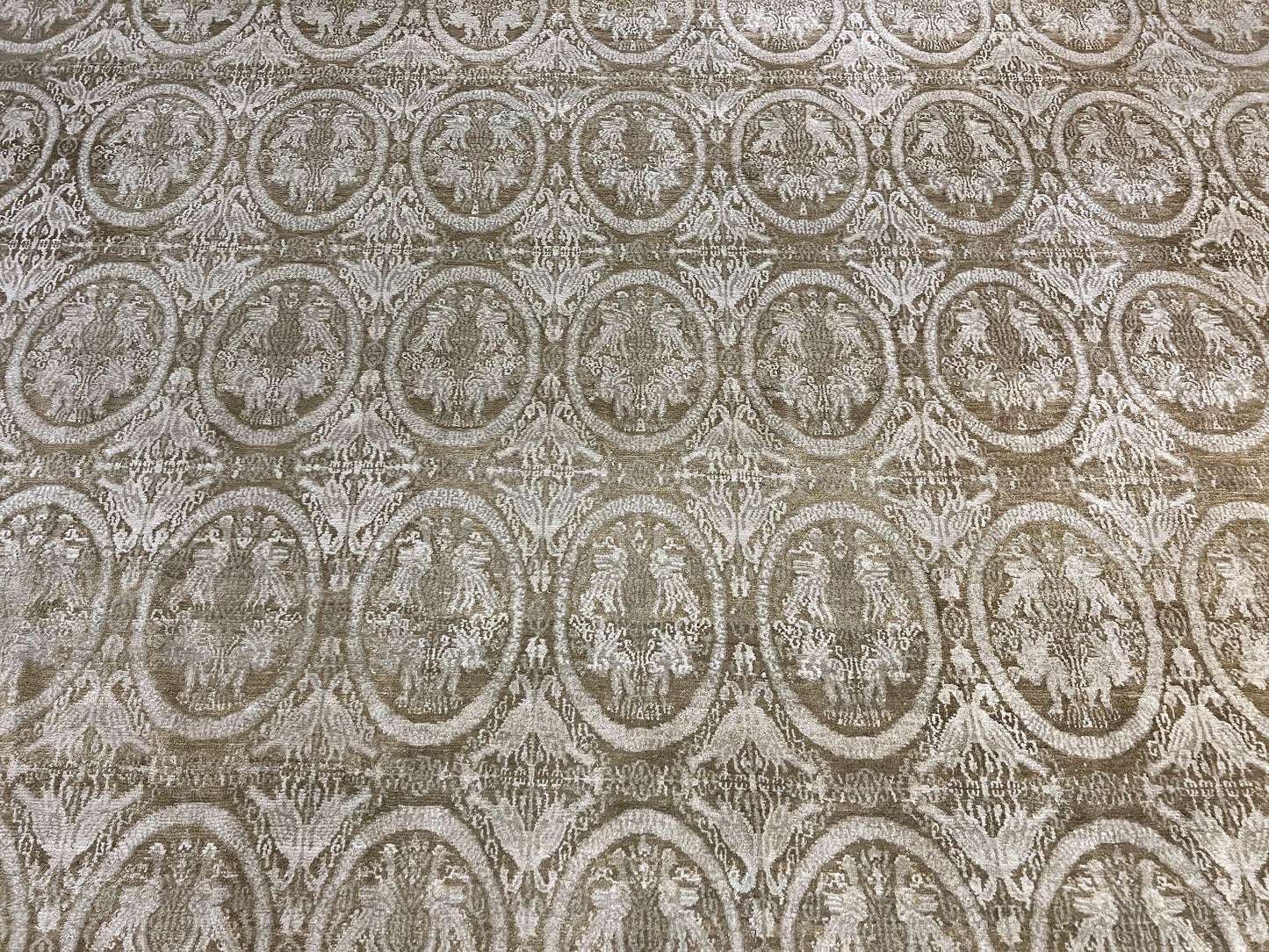 Tibetan Rug 12x15, Wool Hand Knotted Carpet, Odegard Rug, Birds, Olive Green, 12 x 15 Oversized Handmade Contemporary Area Rug, Extra Large