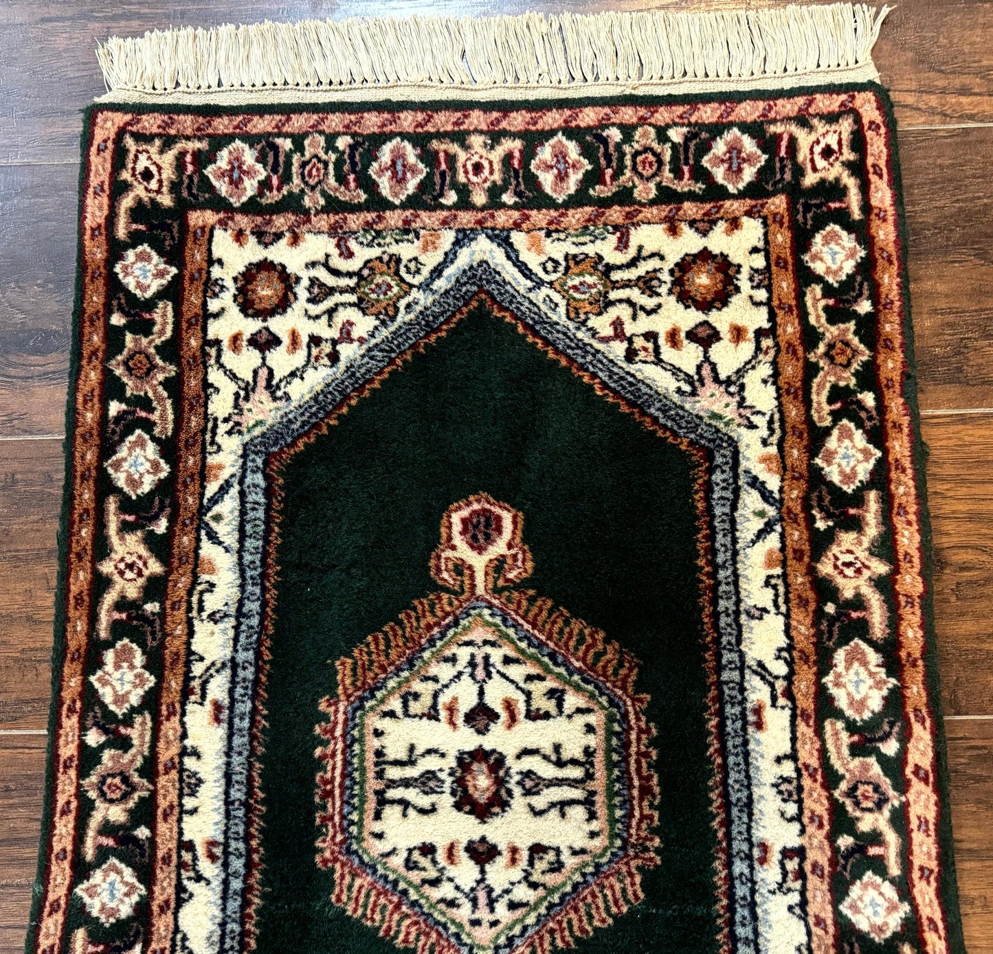Indo Persian Rug Small Dark Green Hand Knotted Vintage Bidjar Area Rug 2x3