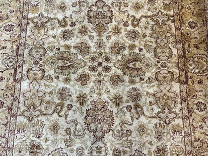 Turkish Oushak Rug 6x9 Vintage Beige Hand Knotted Wool Area Rug