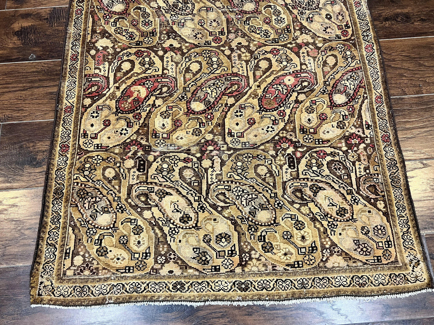 Antique Persian Malayer Runner Rug 3x16, Repeated Boteh Paisley Design, Rare Rug, 1920s Antique Oriental Carpet, Wool Handmade Hand Knotted 3 x 16 ft Rug