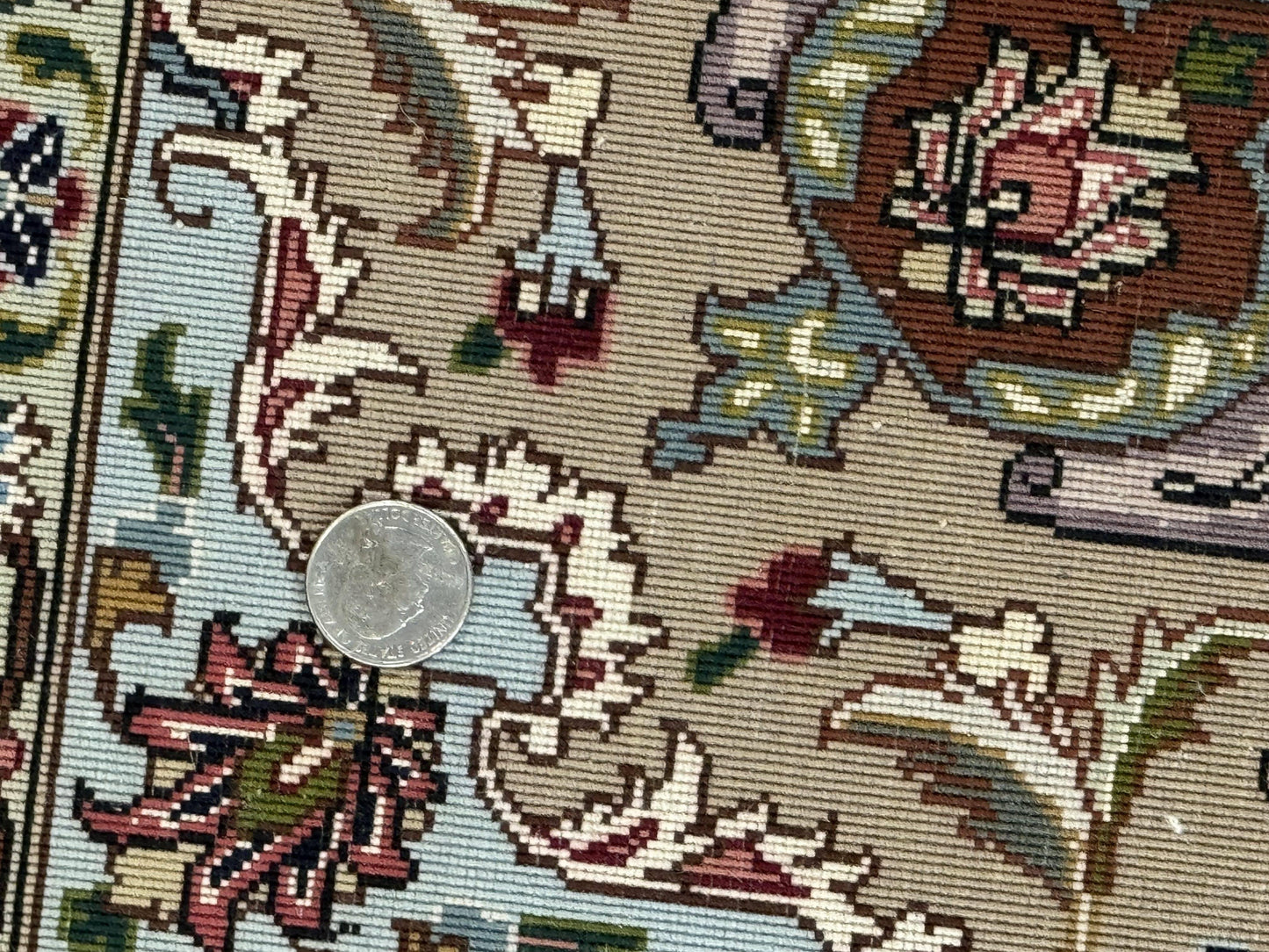 Fine Persian Tabriz Rug 3x5, Floral Medallion, 340 KPSI, Ivory Salmon