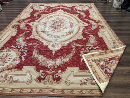 Aubusson Rug 8x11 Needlepoint Carpet Vintage French European Design