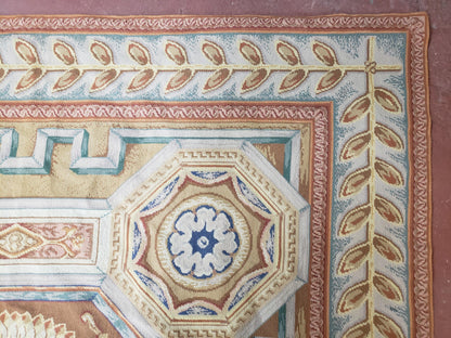 New Chinese Needlepoint Rug 8x14 - 9x14, French European Panel Design, Elegant Dining Room Rug, Flatweave Hand Woven Carpet, Handmade, Wool