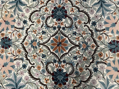 Hand Stitched Wool Rug Chain Stitched 9x12 Vintage Indian Medallion Rug