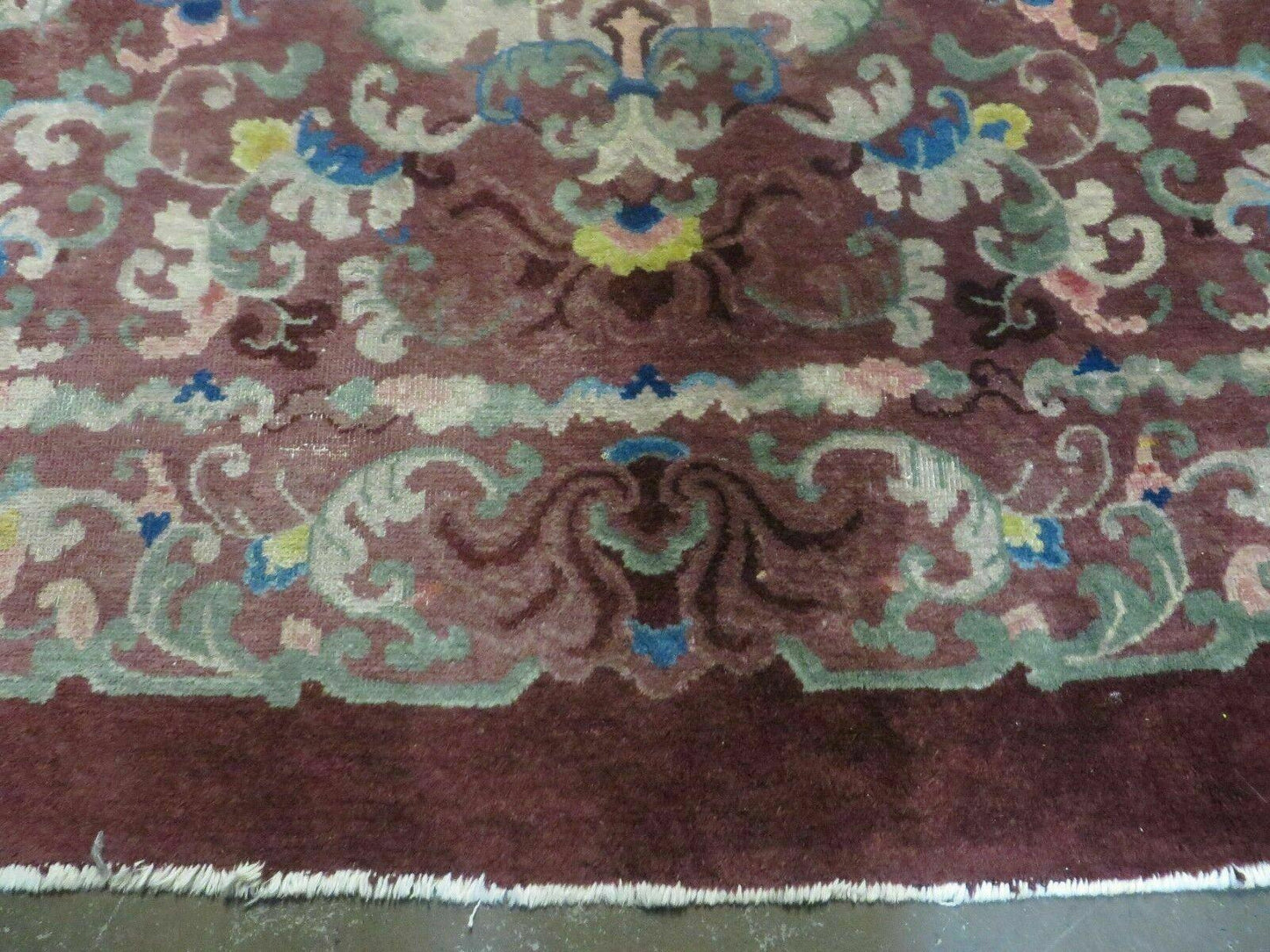Vintage Chinese Art Deco Wool Rug 8x10 Hand Made Peking Floral Design
