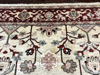 Peshawar Rug 10x14 Beige And Rust Red Hand Knotted Wool Pakistani Rug
