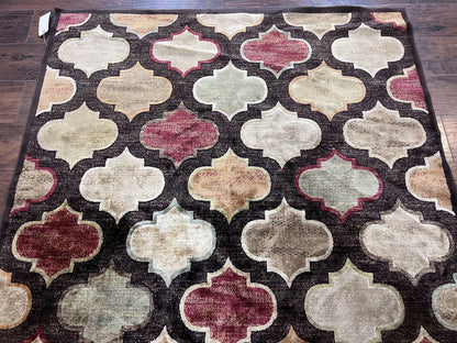 Panel Design Rug 5x7, Multicolor Contemporary Area Rug, Small Living Room Rug