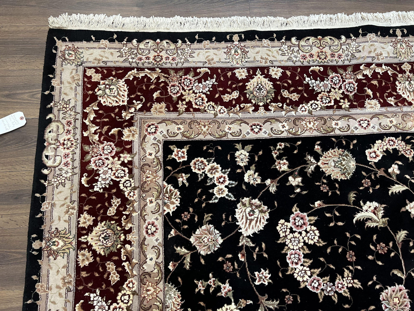 Sino Persian Rug 9x12 Hand Knotted Wool Silk Oriental Carpet Vintage Floral Pattern