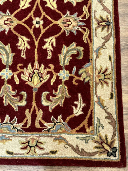 Small Floral Wool Rug 3x5, Safavieh Heritage Collection, Dark Red, Pair A
