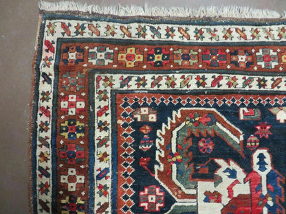 Antique Handmade Caucasian Wool Rug 3 Ft 7 In By 13 Ft 10 In Natural Dyes