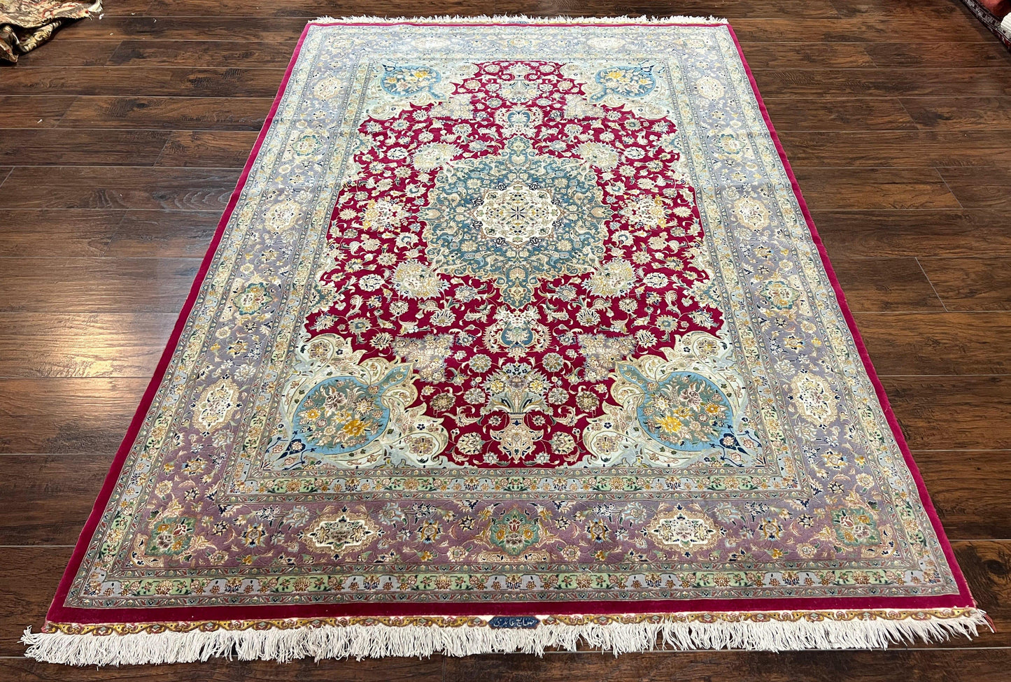 Persian Tabriz Rug 5x7 Handmade With Kork Wool Silk Foundation Ultra Fine 70 Raj KPSI Floral Medallion